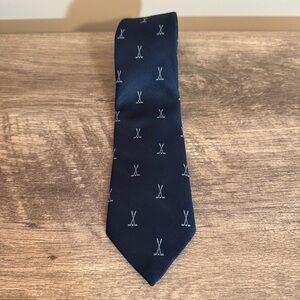 Vintage Tattersall Golf Club Tie Navy 3x54” Preppy Country Club Resortwear